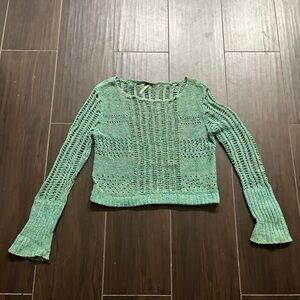 Free People Light Teal Open-Knit Women’s Sweater